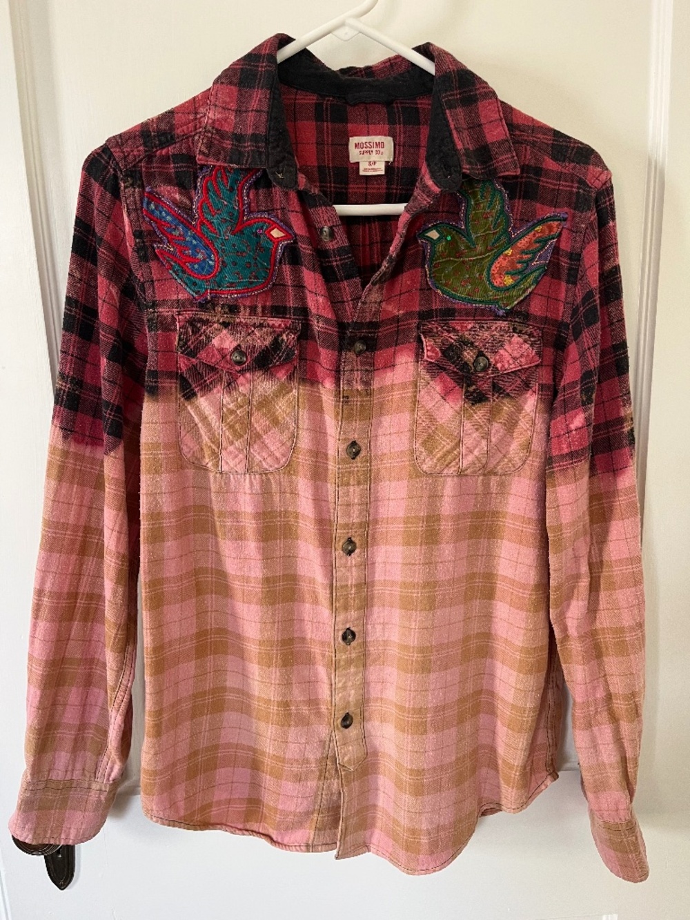 Bird patches bleached flannel Magnolia Pearl S